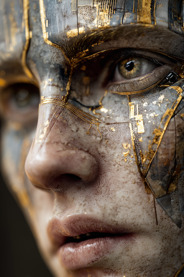 Photorealistic android face